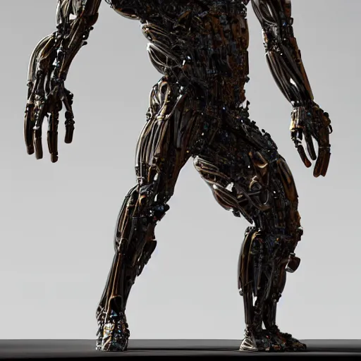 Image similar to 3 d render melted cyborg humanoid, sculpture, chrometype, liquid metal, neotribal, raytraced, volumetric lightning, 8 k by wlop, innate studio h - 1 0 0 0 w - 1 0 0 0