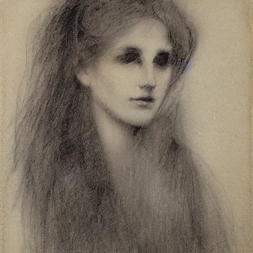 Image similar to a young woman, blonde, thin, by alfred stevens, charcoal