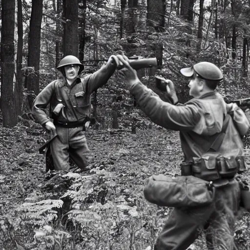 Prompt: ww 2 encounter in the woods