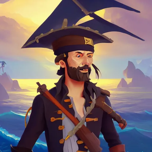 Image similar to painting jack the pirate on sea of thieves game avatar hero smooth face median photoshop filter cutout vector behance hd by jesper ejsing, by rhads, makoto shinkai and lois van baarle, ilya kuvshinov, rossdraws, illustration, art by ilya kuvshinov and gustav klimt