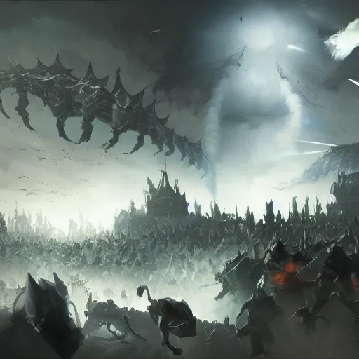 Prompt: large scale battle of ghosts, artstation