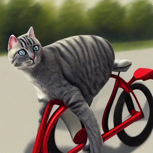 Prompt: cat on a bike,photorealistic