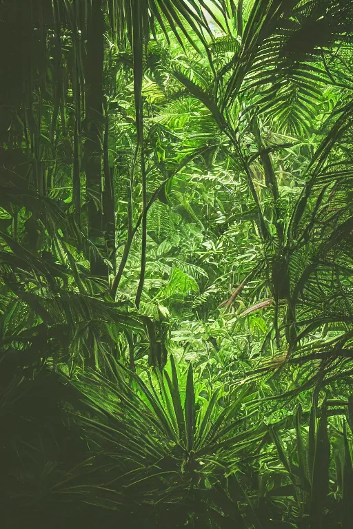 Prompt: agfa vista 4 0 0 photograph of vibrant green circle jungle in the middle of the desert, moody lighting, moody vibe, telephoto, 9 0 s vibe, grain, tranquil, calm, faded!,