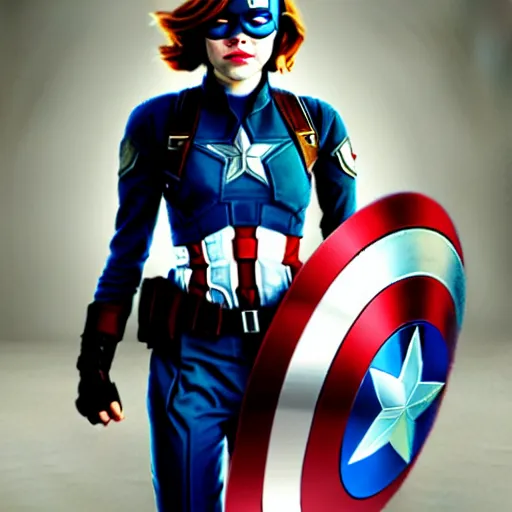 Image similar to Emma Stone as captain America