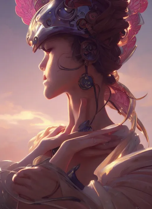 Image similar to beautiful anime gynoid, d & d, fantasy, intricate, elegant, highly detailed, digital painting, artstation, concept art, matte, sharp focus, illustration, hearthstone, art by artgerm and greg rutkowski and alphonse mucha