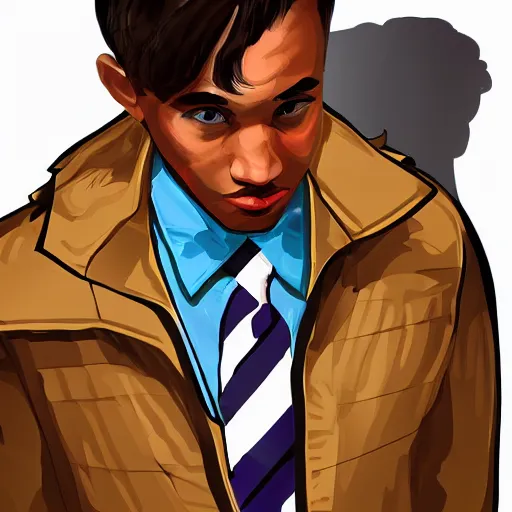 Image similar to a handsome urban youth, drawn in the style of gta v artwork