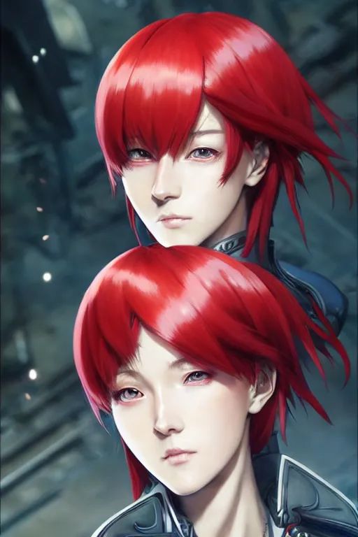 Image similar to portrait of Anime sister of battle, Warhammer 40000, cute-fine-face, red-short-hair pretty face, realistic shaded Perfect face, fine details. Anime. realistic shaded lighting by Ilya Kuvshinov katsuhiro otomo ghost-in-the-shell, magali villeneuve, artgerm, rutkowski, WLOP Jeremy Lipkin and Giuseppe Dangelico Pino and Michael Garmash and Rob Rey