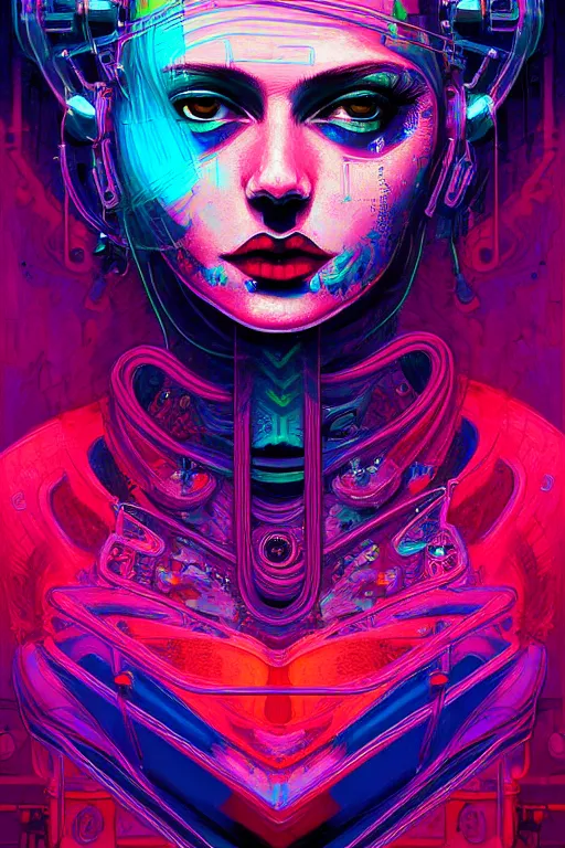 Prompt: dreamy cyberpunk girl, abstract smoke atomic heart, beautiful woman, detailed acrylic, grunge, intricate complexity, by dan mumford and by alberto giacometti, gillis rombouts