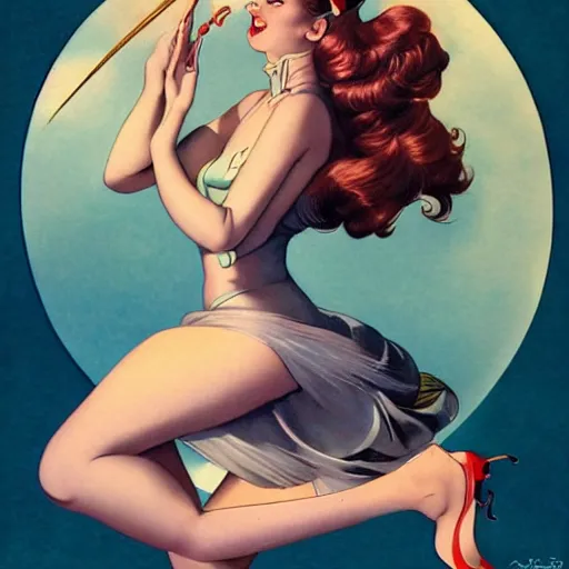 Prompt: a pinup by alberto vargas and anna dittmann.