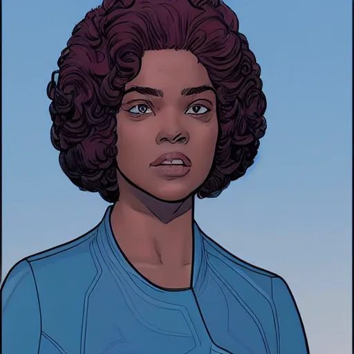 Prompt: tessa thompson retro minimalist portrait by jean giraud, moebius starwatcher comic, 8 k