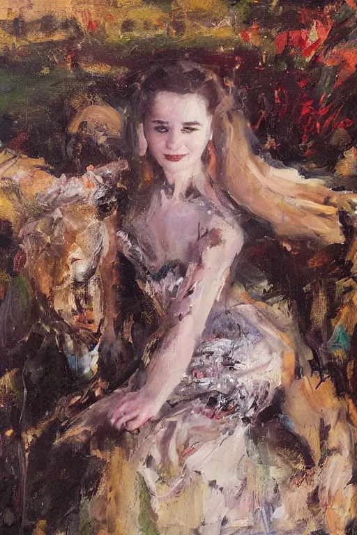 Image similar to beautiful oil painting with Emilia Clarke