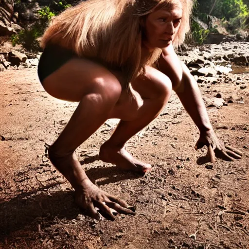 Image similar to strong healthy cavewoman, award winning photography