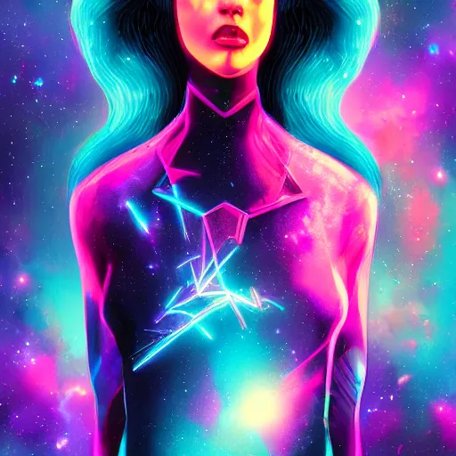 Image similar to portrait from a skunk, synthwave, universe background, nebula, galaxy, artstation