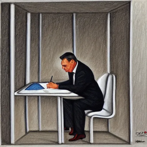 Prompt: viktor orban drawing a map in a cubicle, oil painting