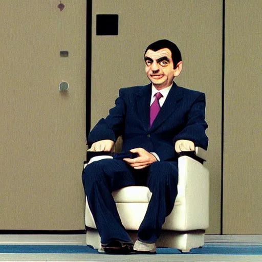 Prompt: A still of Mr Bean in a 2010s anime