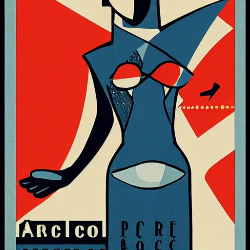 Image similar to dork person in art deco style, poster