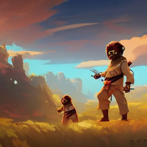 Image similar to hero world ewoks, behance hd by jesper ejsing, by rhads, makoto shinkai and lois van baarle, ilya kuvshinov, rossdraws global illumination