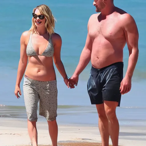 Prompt: margot robbie with a dad bod