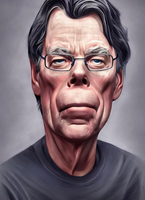 Prompt: portrait of Stephen King by NC Winters, highly detailed, centered, solid color background, digital painting, artstation, concept art, smooth, sharp focus, illustration