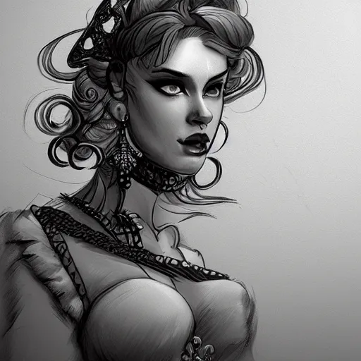 Prompt: a sketch drawing, queen of the ball by gabo mendoza, trending on artstation