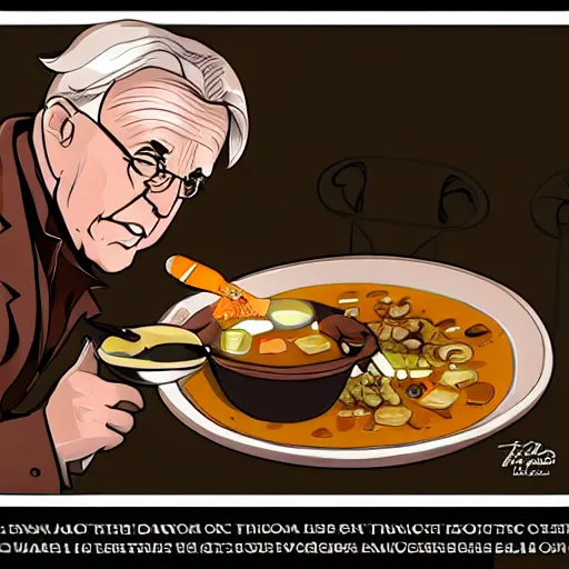 Image similar to thomas edison eating pork stew, trending on artstation