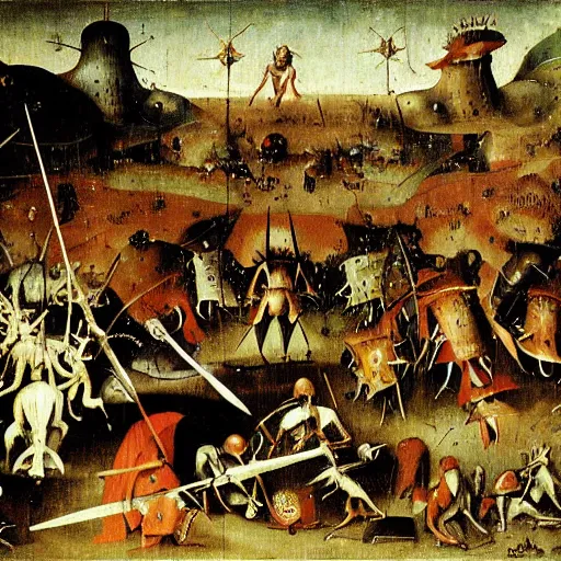Image similar to Warduke in battle by Hieronymus Bosch