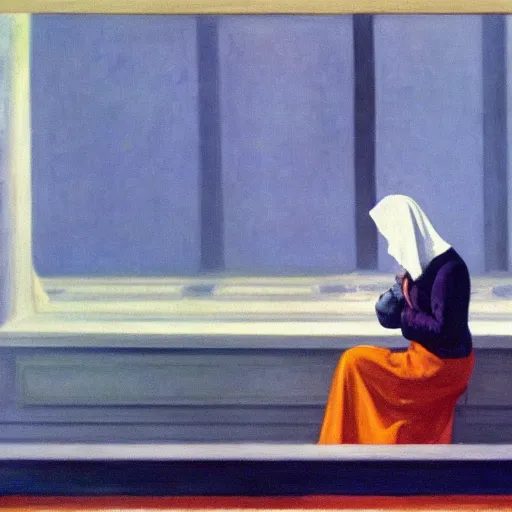 Image similar to A ghost in a land of blueberries by Edward Hopper