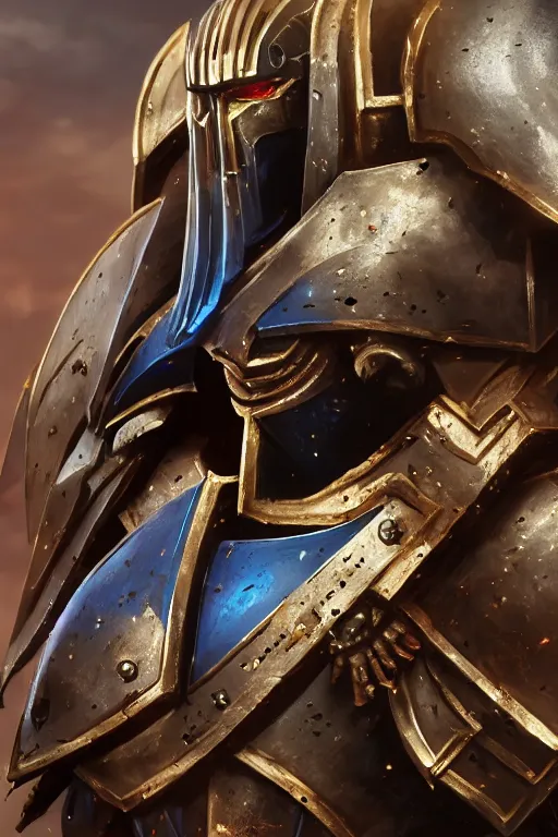 Image similar to armor portrait heros warhammer 4 0 k horus heresy fanart - the primarchs emperor by johannes helgeson animated with vfx concept artist & illustrator global illumination ray tracing hdr fanart arstation zbrush central hardmesh 8 k octane renderer