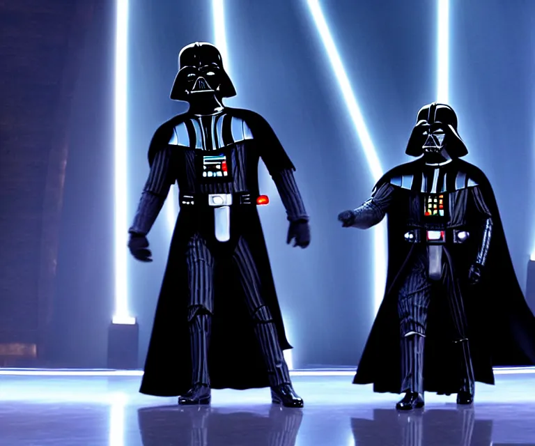 Image similar to still image of darth vader on dancing with the stars