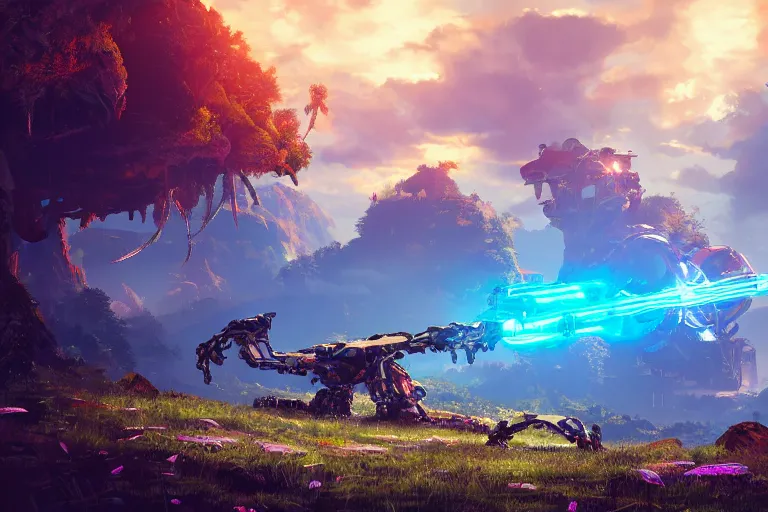 Image similar to shellsnapper machine mecanical creature robot of horizon forbidden west horizon zero dawn radiating a glowing aura global illumination ray tracing hdr fanart arstation by ian pesty and alena aenami artworks in 4 k