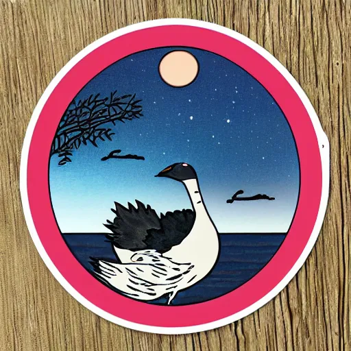 Image similar to ghibli style goose sticker