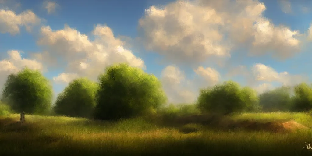 Image similar to peaceful puffy clouds, mate painting, concept art, 4K