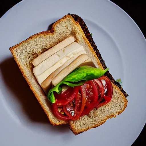 Prompt: vegan sandwich, food photograph, michelin star restaurant, award winning photo