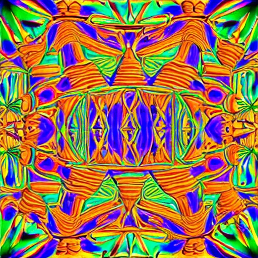 Image similar to psychedelic 3d dmt realm covered in egyptian patterns