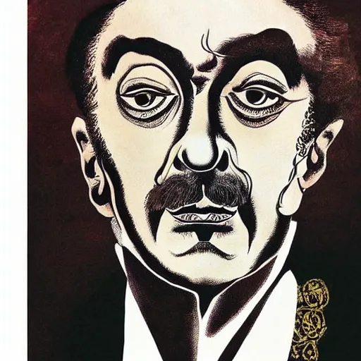 Prompt: portrait of Salvador Dali in the style of Takato Yamamoto