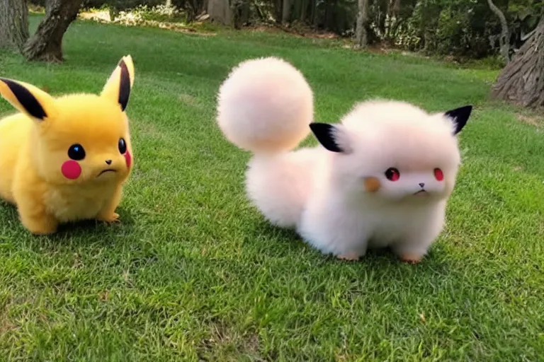 Image similar to real life pokemon, cute!!!, happy!!!, chunky!!!, content!!!, mischievous!!!, adorable!!!, fluffy!!!, ultra realistic!!!, golden hour, sharp focus