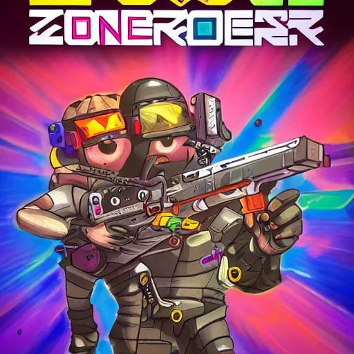 Prompt: video game box art of a game called zone blaster, highly detailed cover art.