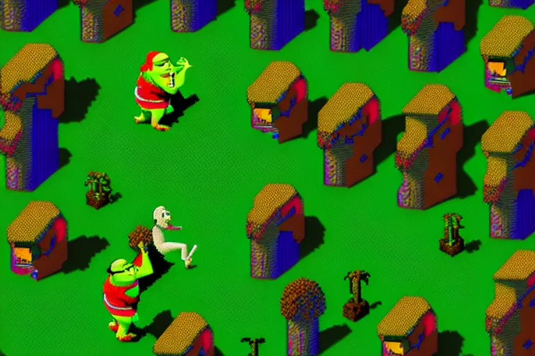 Prompt: shrek beautiful detailed pixelart by albertov in the style of quest for glory remake, intricate details, beautifully dithered gradients, volumetric lighting, cgsociety, artstation, 2 d