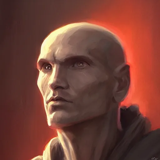 Image similar to portrait of a man by greg rutkowski, jedi knight, he looks like sam witwer, very short hair, wearing gray jedi robes, star wars expanded universe, he is about 2 0 years old, highly detailed portrait, digital painting, artstation, concept art, smooth, sharp foccus ilustration, artstation hq