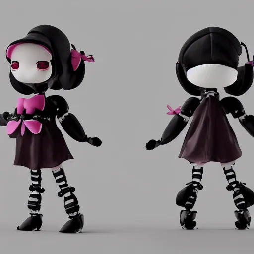 Image similar to cute fumo plush of a gothic maid robot bug, anime, vray