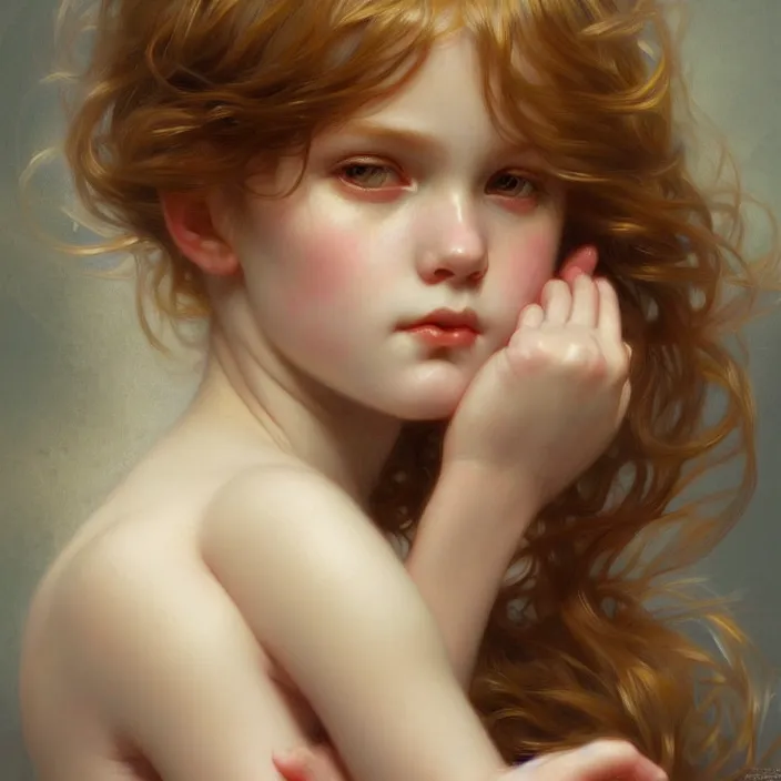 Image similar to pure innocence, diffuse lighting, fantasy, intricate, elegant, highly detailed, lifelike, photorealistic, digital painting, artstation, illustration, concept art, smooth, sharp focus, art by John Collier and Albert Aublet and Krenz Cushart and Artem Demura and Alphonse Mucha