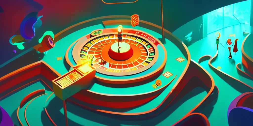 Image similar to spiral lines, minimalistic, extreme wide angle, curved perspective, digital art, chubby, subsurface scattering, indoor casino, by anton fadeev, lorax movie, spiral smoke, artstation