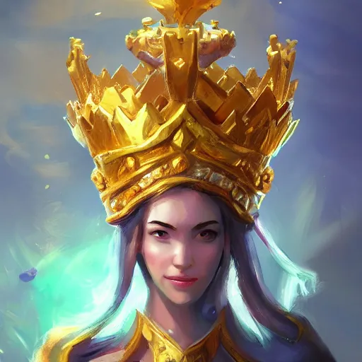 Prompt: a golden majestic crown with gemstone carved into it, floating crown, the crown the crown, yellow magic theme, bright art masterpiece artstation. 8 k, sharp high quality artwork in style of jose daniel cabrera pena and greg rutkowski, concept art by tooth wu, blizzard warcraft artwork, hearthstone card game artwork, the crown