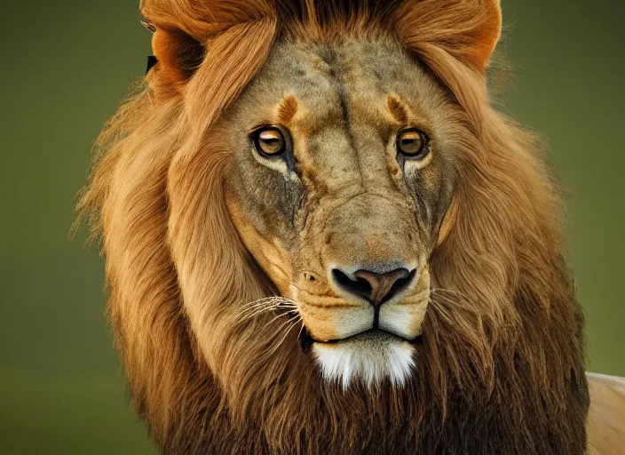 Image similar to a horse with a lion body hybrid, national geographic photography