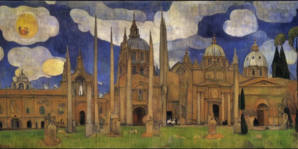 Image similar to supernatural vatican, art by paul gauguin, 8 k, environment, sharp focus, smooth