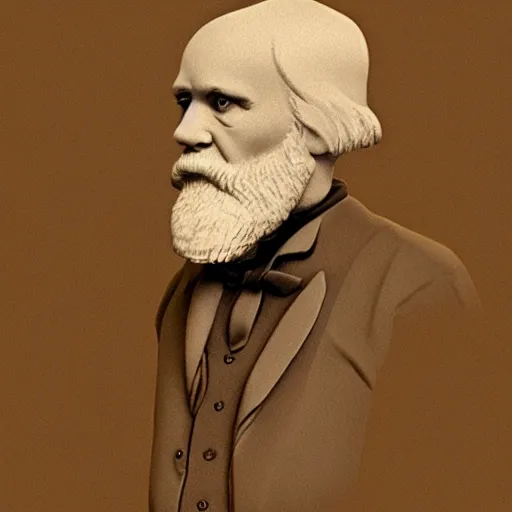 Prompt: low polygon charles darwin