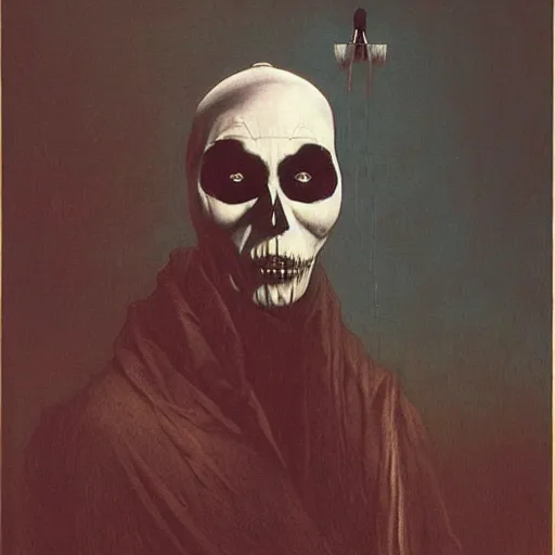 Image similar to portrait of Papa Emeritus III by Beksinski and Ivan Aivazovsky