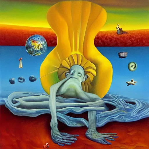 Image similar to the aquarius mind, surrealism, oil on canvas, masterpiece, award - winning