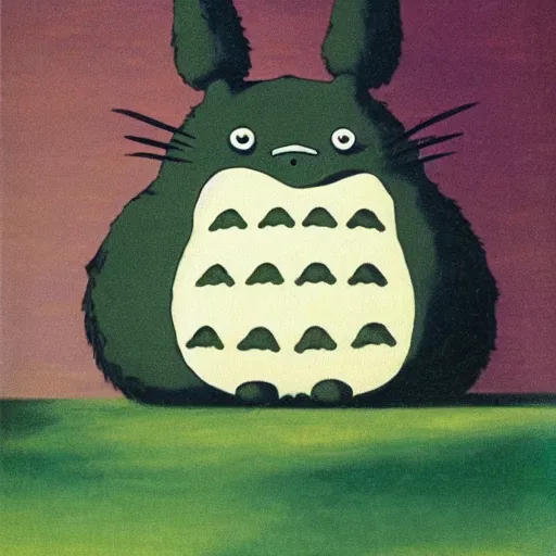 Prompt: Totoro paining by rené magritte
