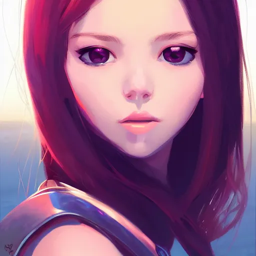 Image similar to Portrait of girl in bikini armor artstation fantasy by ilya kuvshinov, makoto shinkai